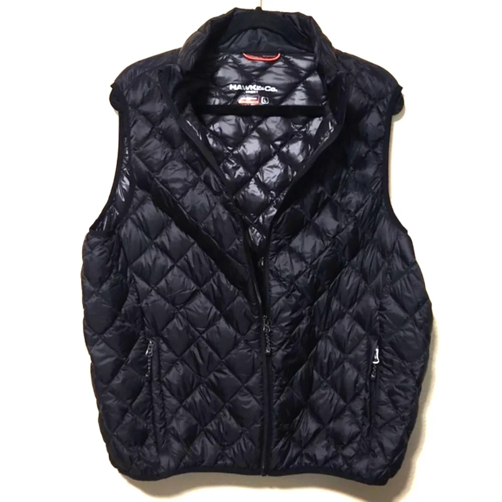 Hawke & Co Down Packable Puffer Zip Up Vest Black & Gray Men's Size Large